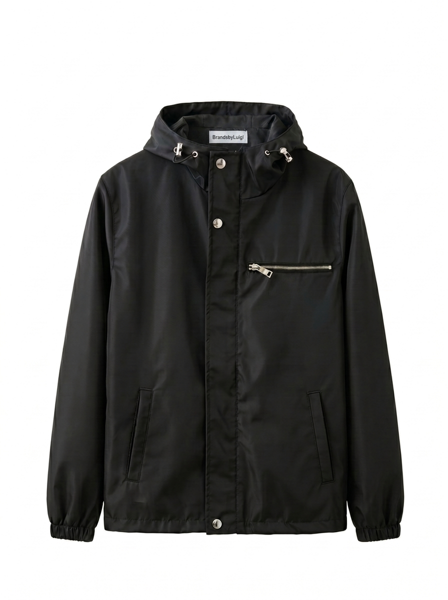 Logo Patch Windbreaker Black